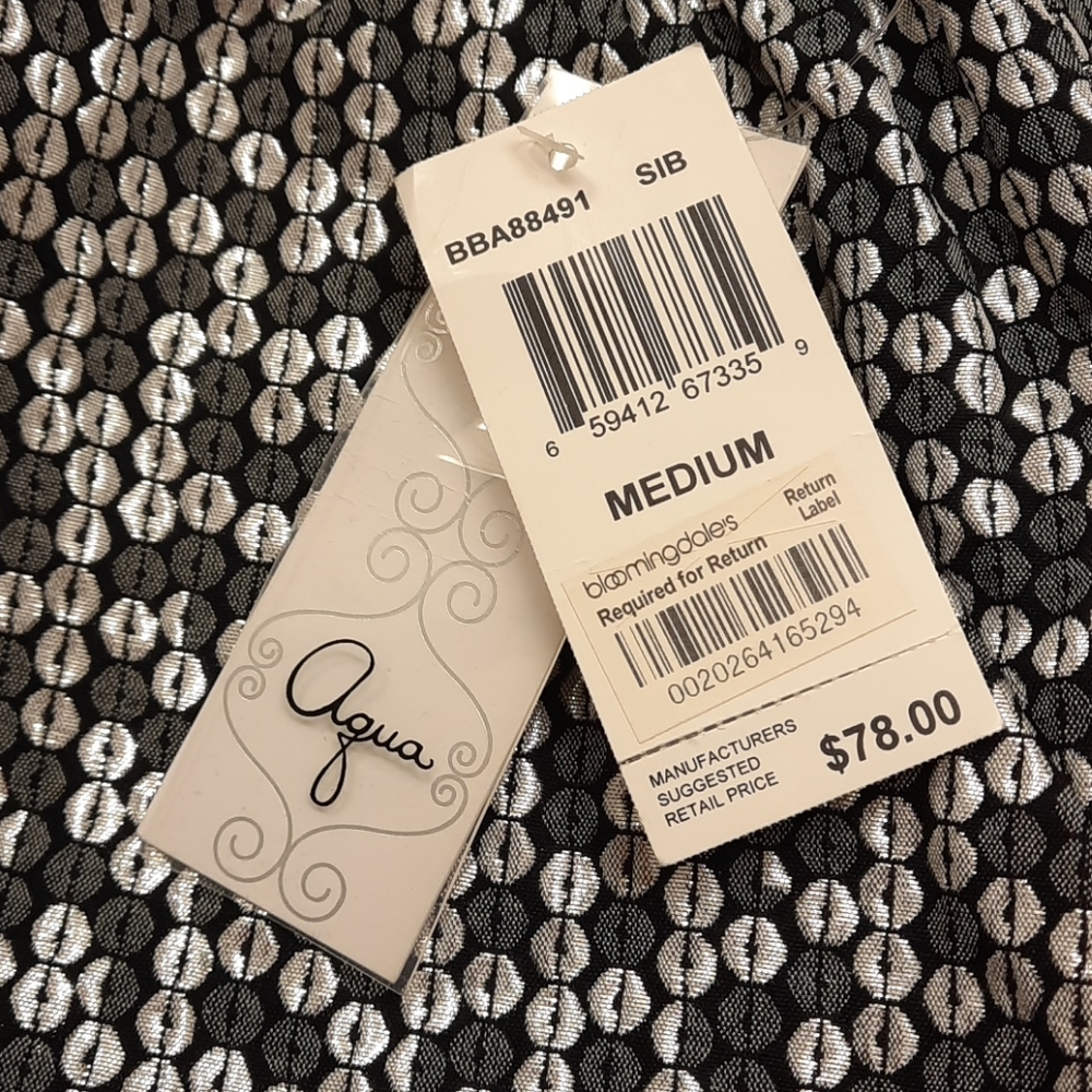 NWT, Aqua Black and Silver Metallic Skirt - Picture 8 of 9